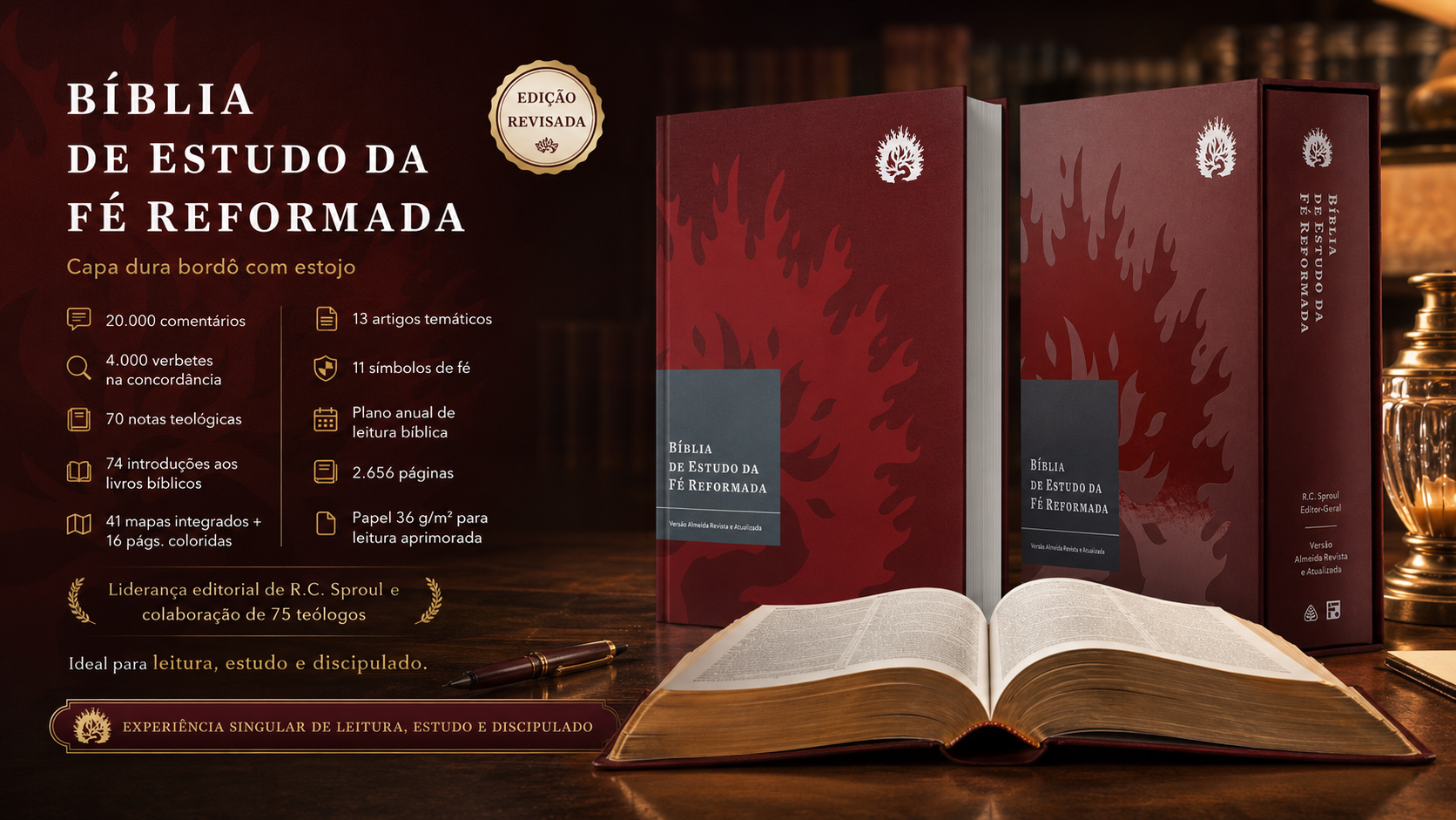 A Bíblia de Estudo da Fé Reformada: Capa Dura Bordô e Estojo